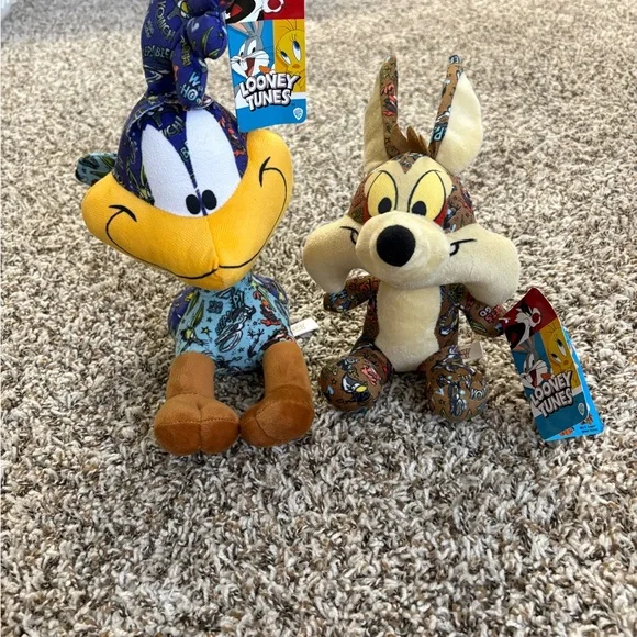 Warner Bros. Looney Tunes Plush Set - Blue and Brown Road runner @ wile e coyote - Picture 1 of 10